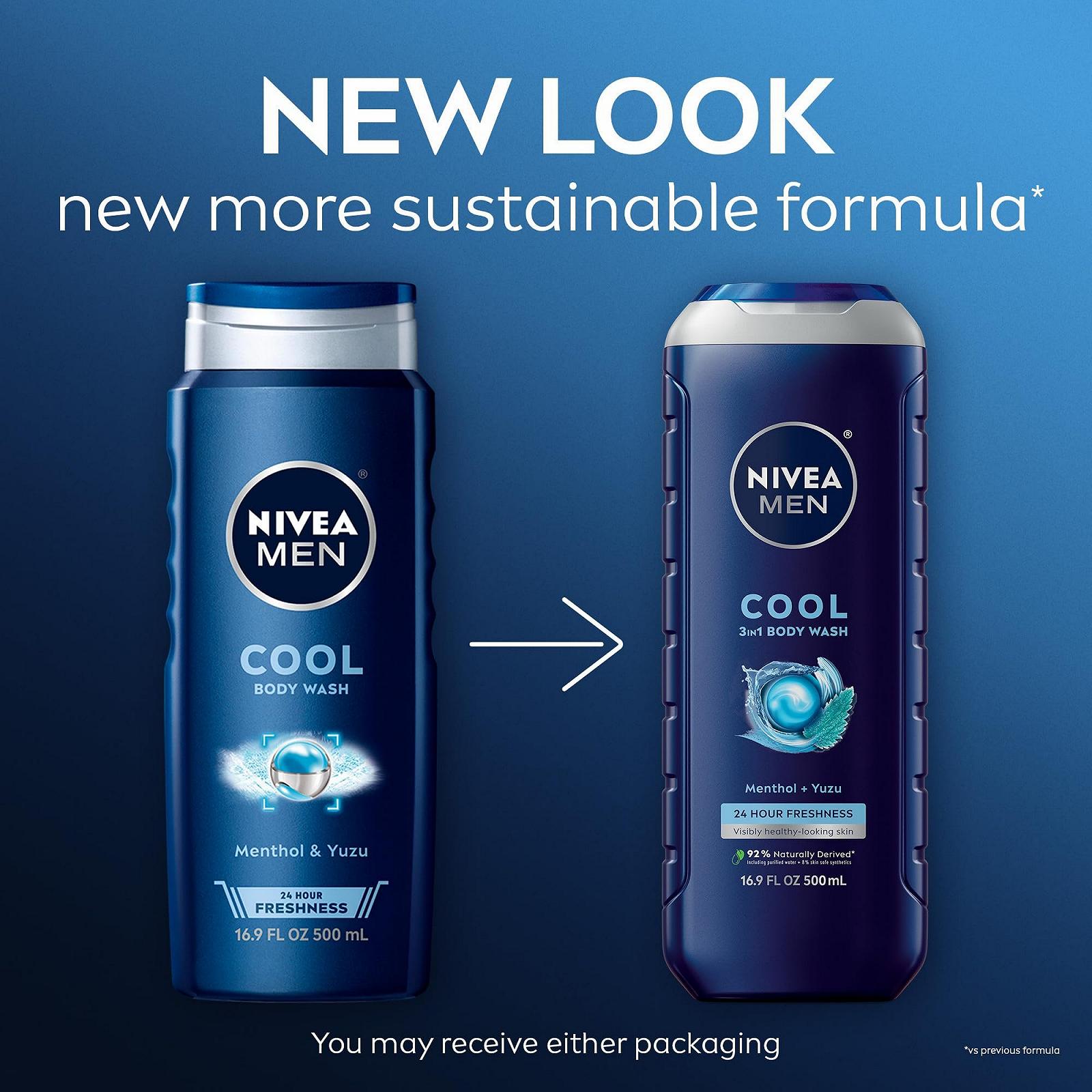 Гель для душу та волосся Nivea For Men Cool 16,9 унцій, фото №2