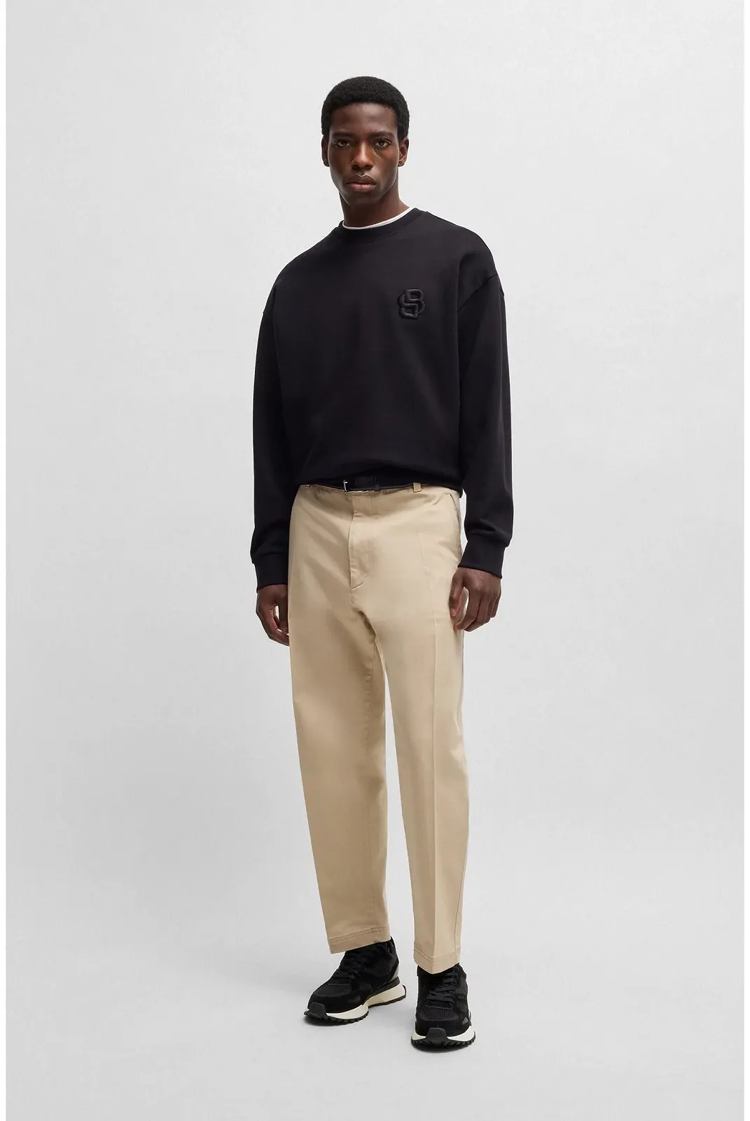 Кросівки BOSS Jonah Runn з трикотажними деталями та полірованою шкіряною обробкою, фото №3