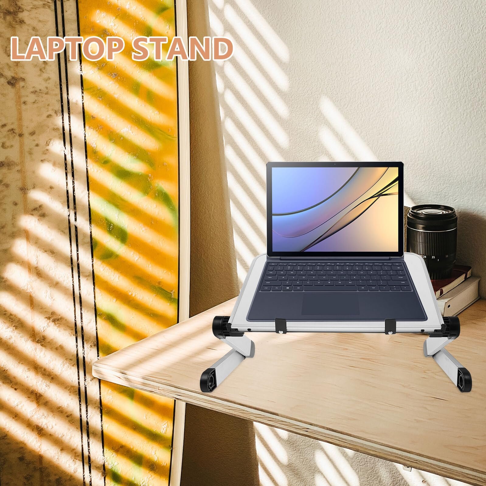 Регулируемая Подставка для Ноутбука Настольная Подставка-Подъемник с Улучшенным Охлаждением Складная Портативная Подставка для Компьютера для Ноутбуков и Планшетов Регулируемая по Высоте для Эргономичной Работы, фото №5