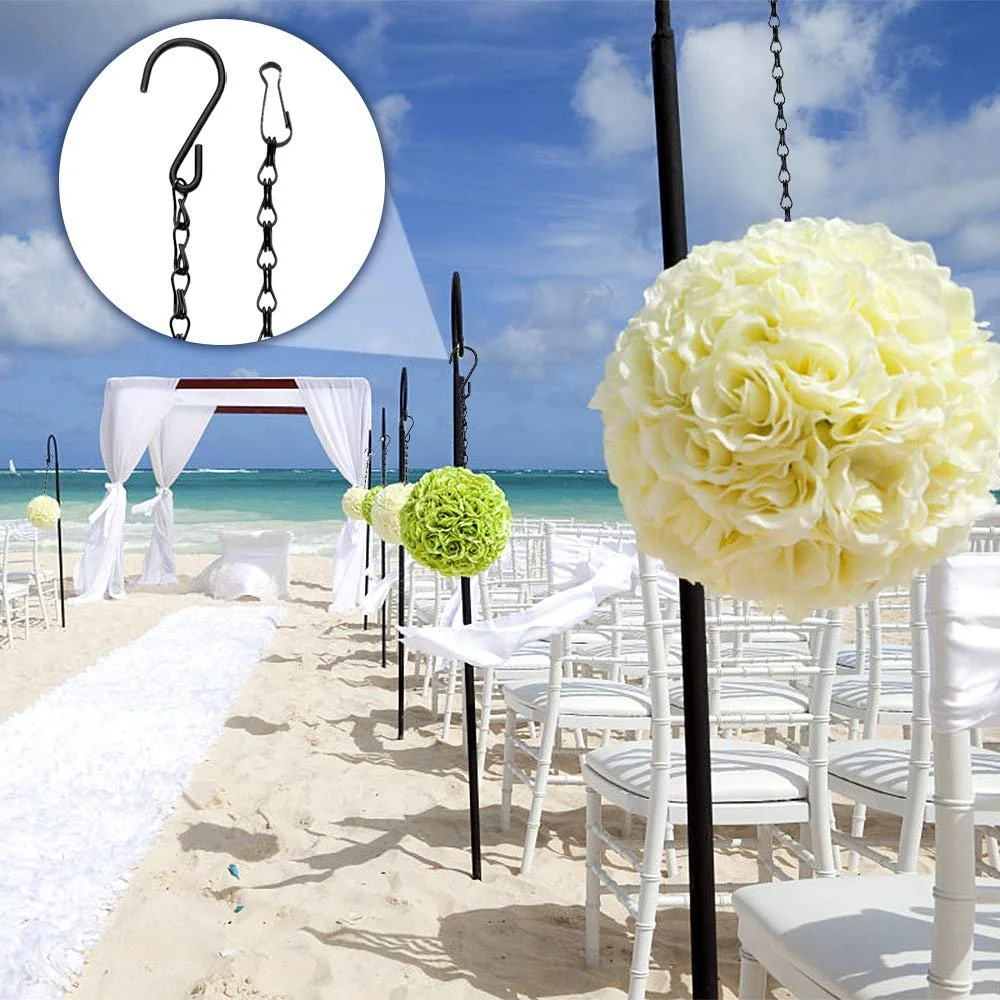 Металлические цепи для подвешивания 16 шт с зажимами и S-образными крючками черные, фото №2