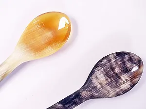 Ложка з рогу Пряма Vivid Grained 1A Якість 12 см Натуральний synthetic.ua - Фото 1