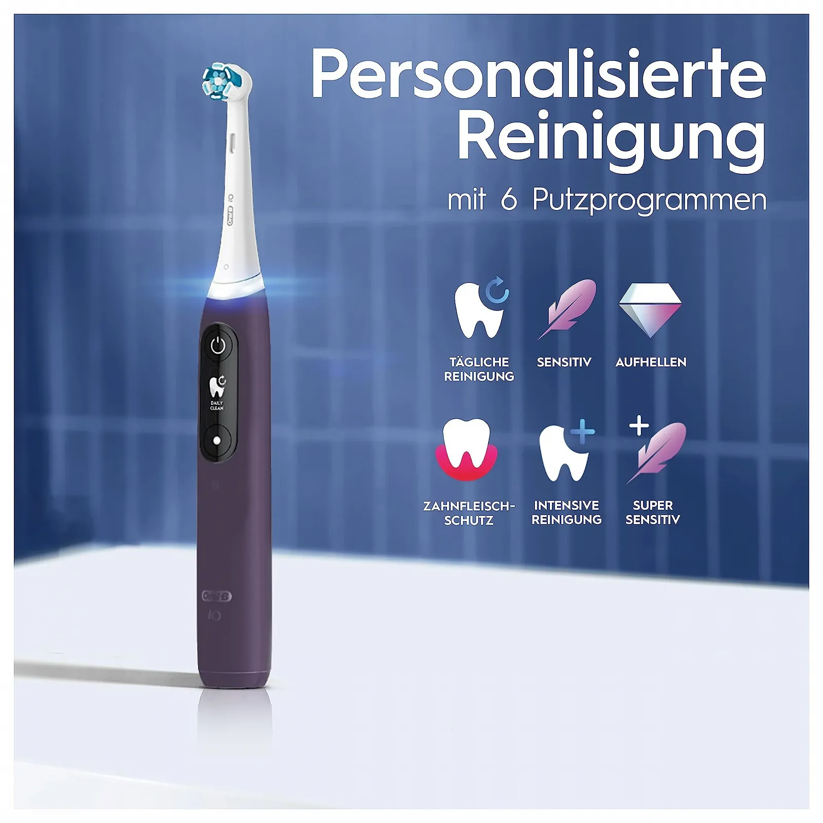Электрическая зубная щетка Oral-B iO 8 Special Edition 6 программ чистки Цветной дисплей и косметичка Violet Ametrine, фото №4