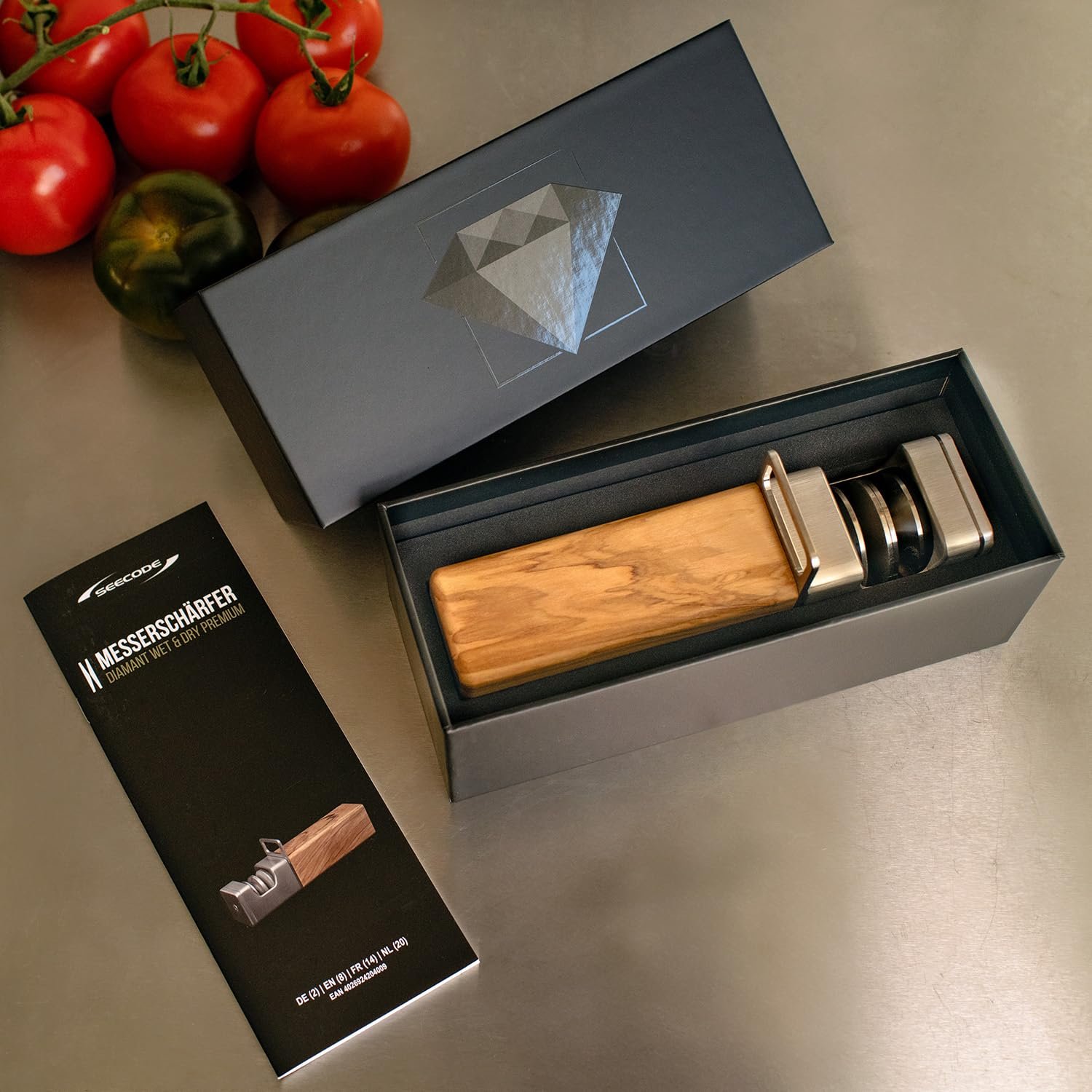 Точило для ножів алмазне професійне нержавіюча сталь та оливкове дерево ручна обробка, фото №4 Точило для ножів алмазне професійне нержавіюча сталь та оливкове дерево ручна обробка, фото №4