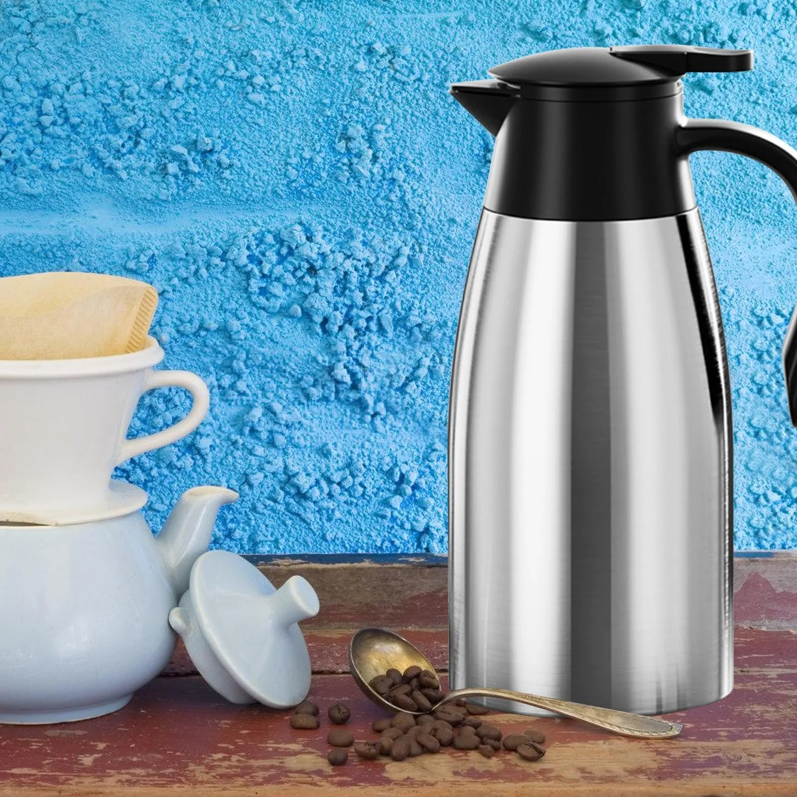 Термос кувшин 2 л, нержавеющая сталь, изолированный, 304 нержавеющая сталь, фото №6