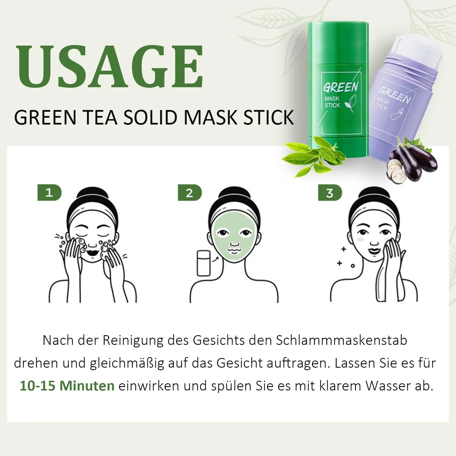 Маска-стік Green Deep Cleansing Lubricating Зволожуюча та живильна, фото №7 Маска-стік Green Deep Cleansing Lubricating Зволожуюча та живильна, фото №7