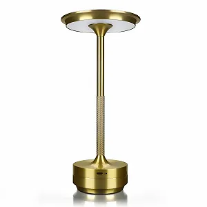 Настільна лампа MMOBIEL бездротова LED кругла металева з акумулятором 1800 мАг USB-C Золота - Фото 1