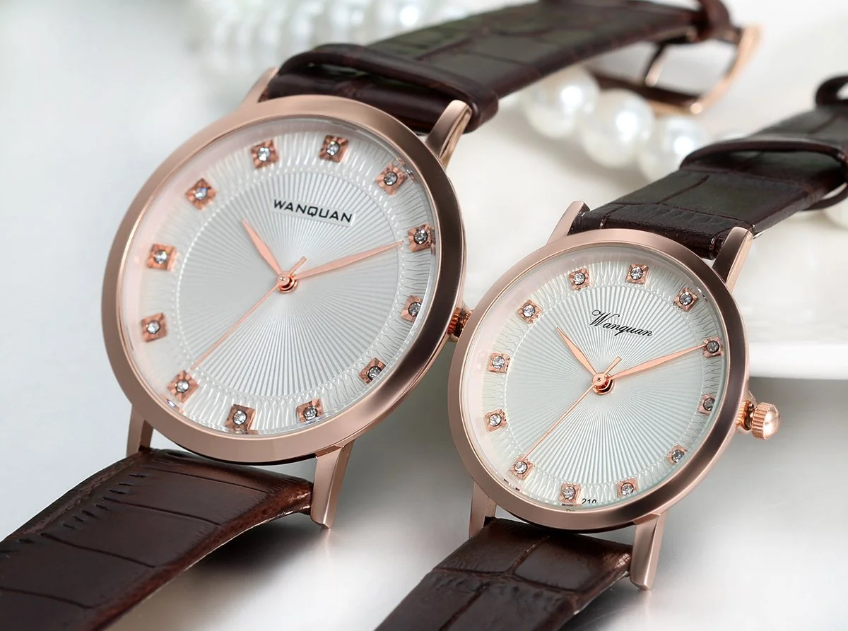 Женские часы JewelryWe Love простые повседневные аналоговые кварцевые часы с кожаным ремешком и циферблатом со стразами, коричневый, розовое золото, фото №3 Женские часы JewelryWe Love простые повседневные аналоговые кварцевые часы с кожаным ремешком и циферблатом со стразами, коричневый, розовое золото, фото №3