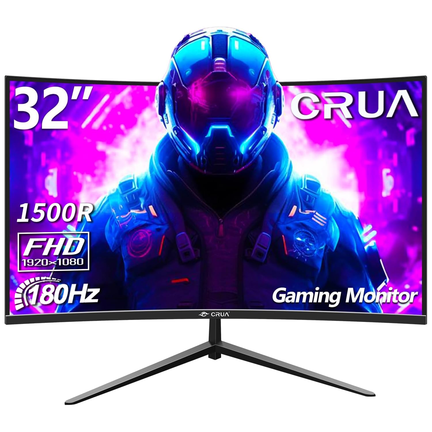 Монитор CRUA Gaming Curved 32 дюйма FHD 1K 144Hz 165Hz 180Hz 1500R черный, фото №1
