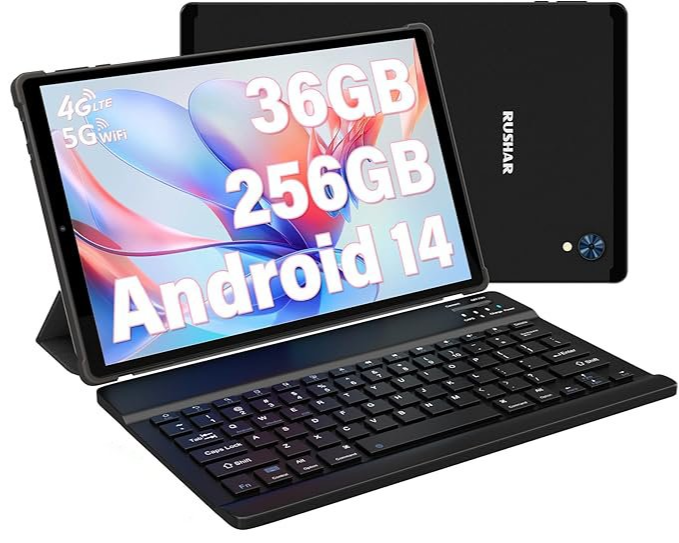 Планшет 10.4" Full HD RUSHAR P107 12+24/256Gb 4G 2-SIM 8 ядер Android 14 8000 mAh Чорний, фото №1