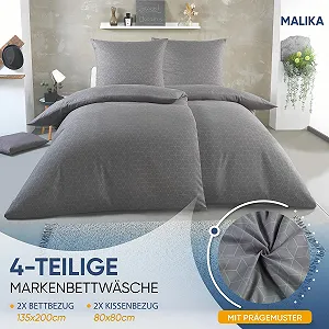 Комплект постільної білизни MALIKA з тисненим принтом 135 x 200 см 4 предмети ÖkoTex для алергіків 2 підковдри 135 x 200 см та 2 наволочки 80 x 80 см synthetic.ua - Фото 1