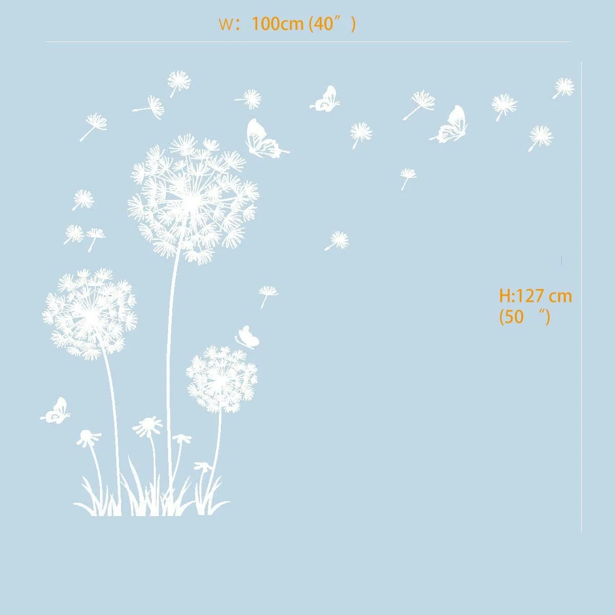 Наклейка на стіну Runtoo Кульбаба Білі метелики, фото №4