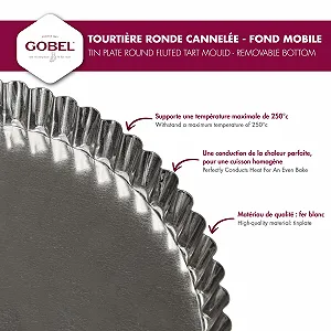 Форма для выпечки Gobel 126432 Круглая со съемным дном жестяная рифленая 10 1/4" synthetic.ua - Фото 1