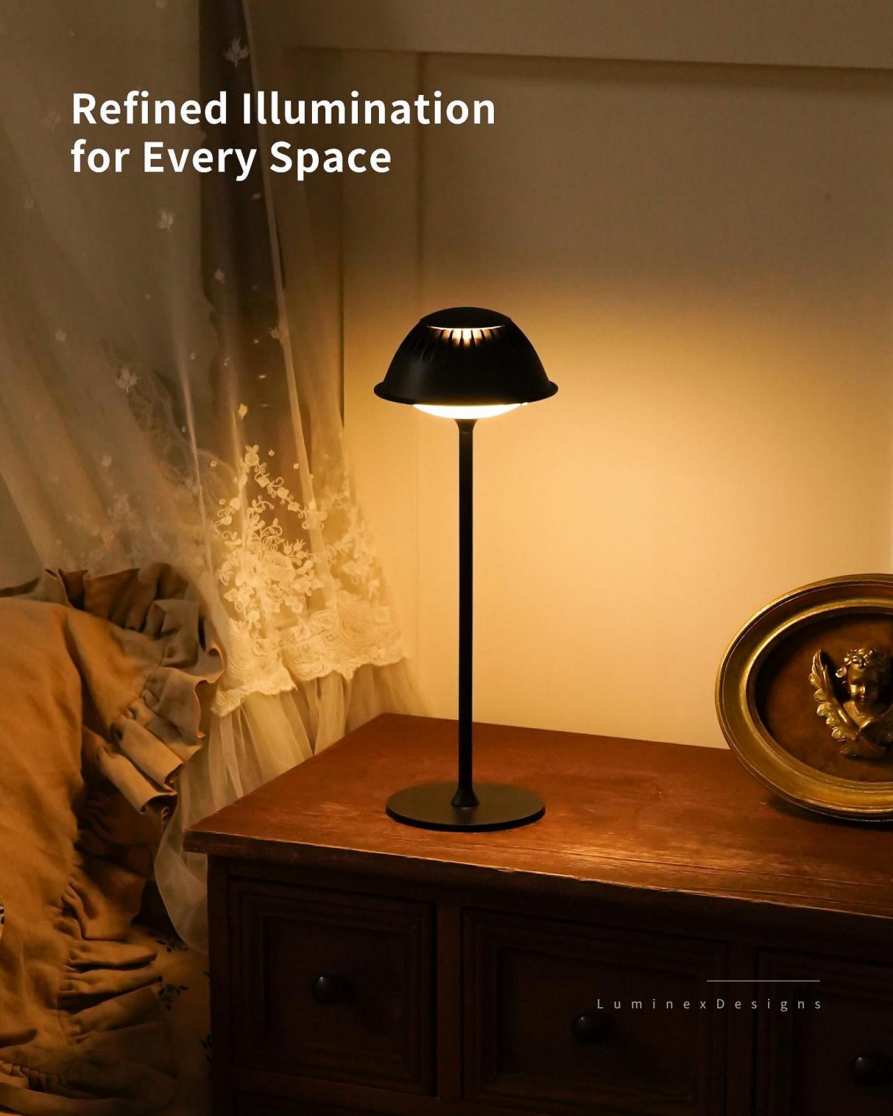 Настільна лампа LuminexDesigns Ретро акумуляторна 2 шт. Чорний, фото №4