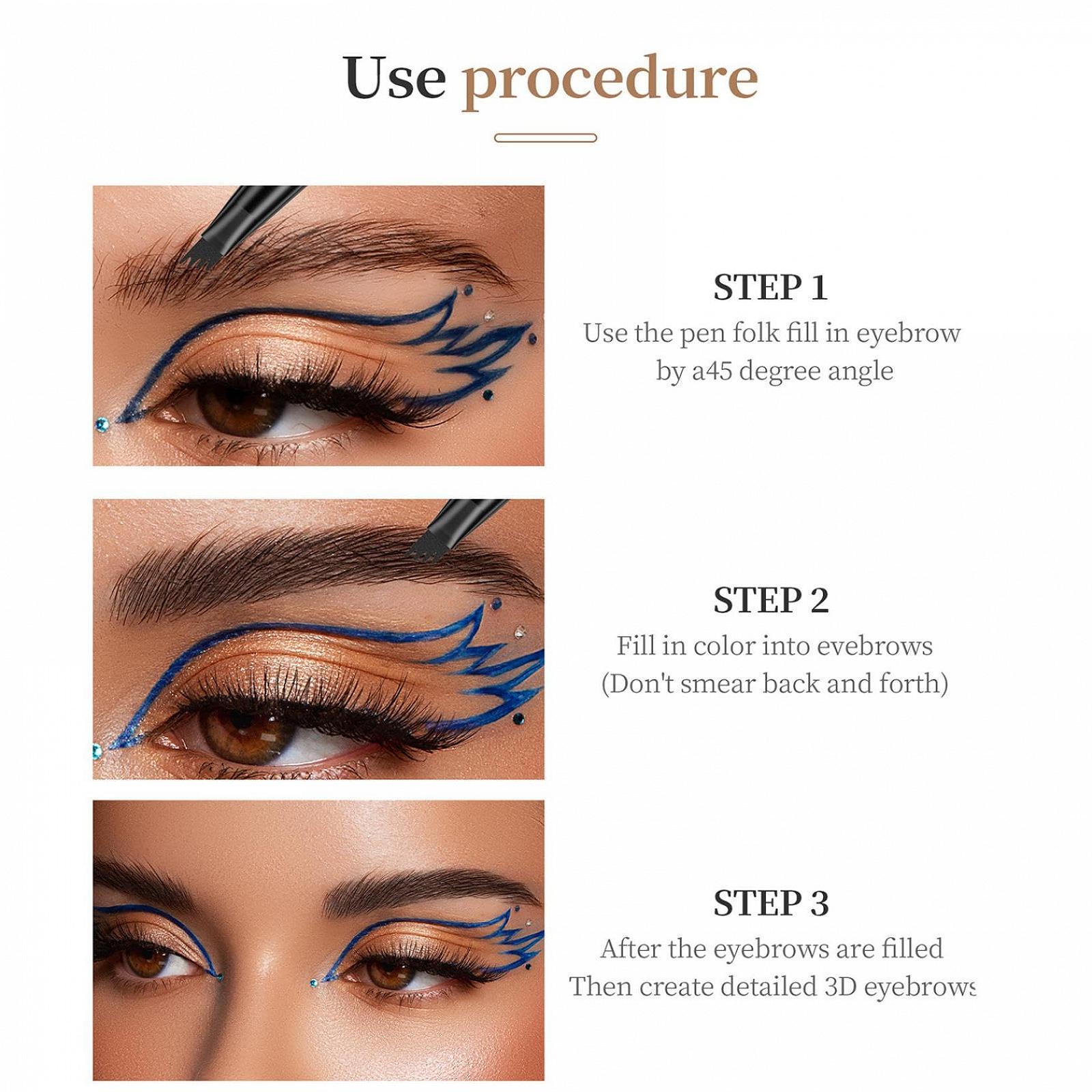 Карандаш для бровей Magic 3D 4 зубчатых наконечника Водонепроницаемый Серый, фото №7