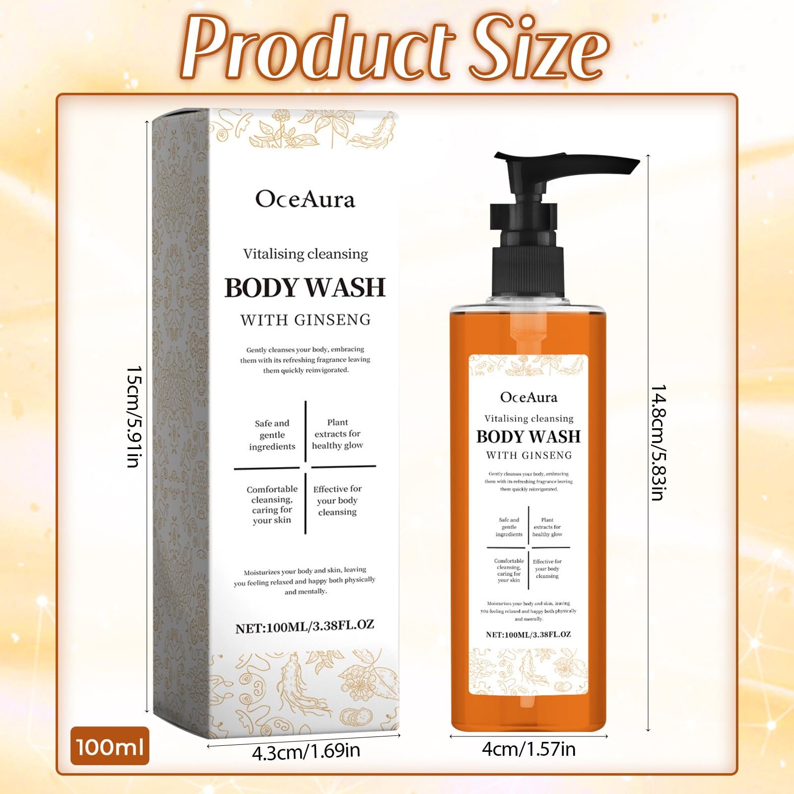 Гель для душа Revitalising с экстрактом женьшеня увлажняющий и бодрящий 100 мл, фото №2