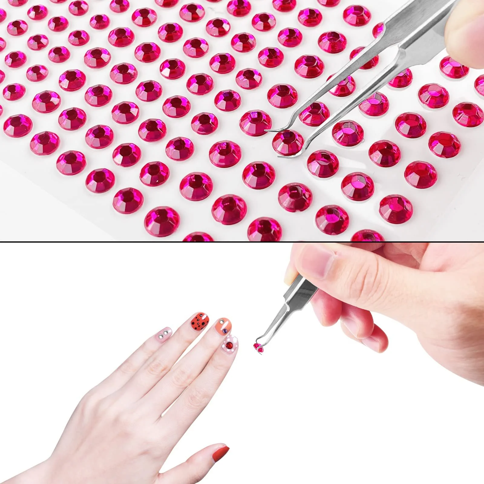 Стразы Fousenuk Набор 3520 штук, 16 листов, самоклеящиеся, 4 размера, 16 цветов для лица, DIY искусства, ремесел, макияжа ногтей, фото №4