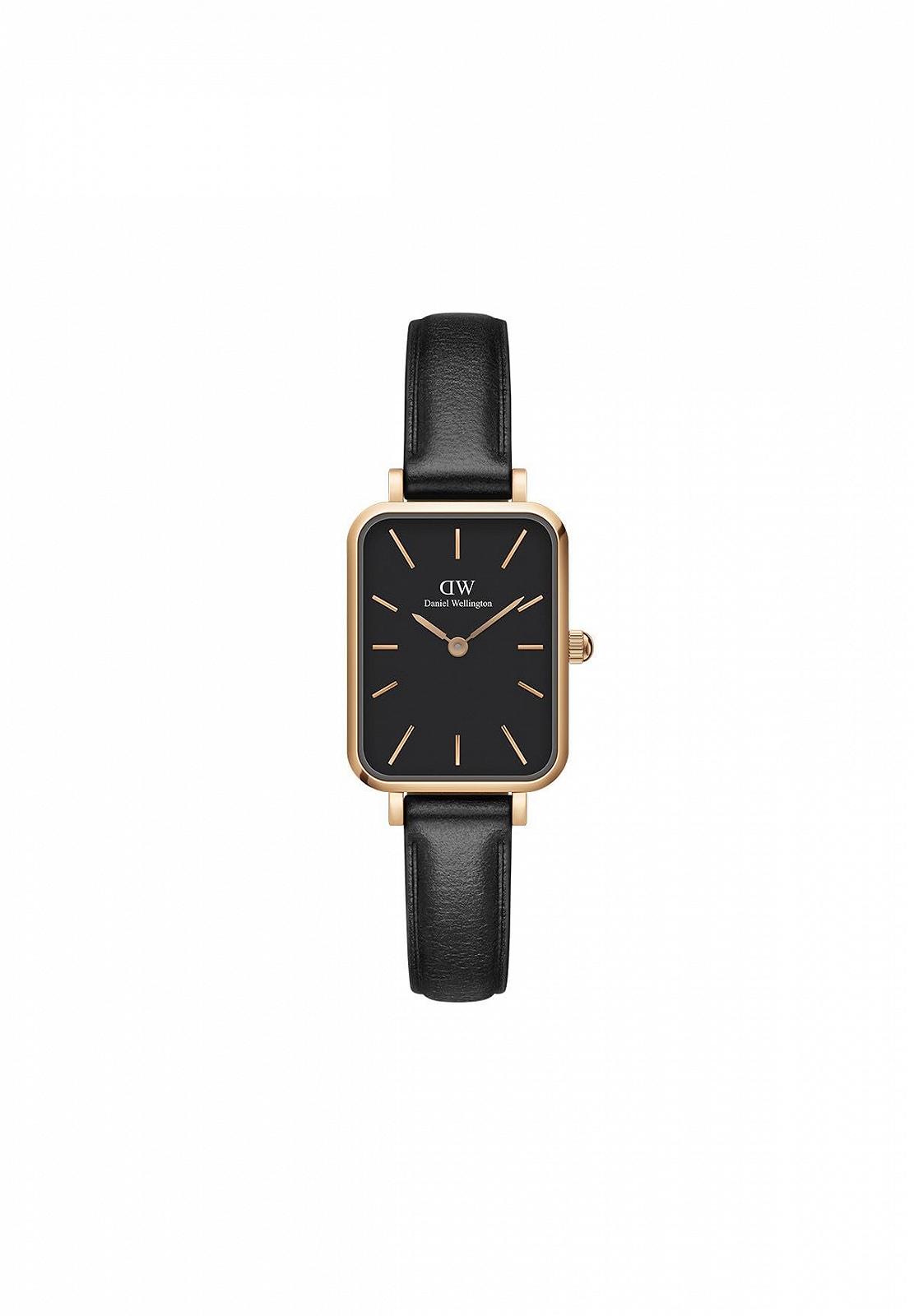 Часы Квадро Daniel Wellington Sheffield Ремешок из итальянской черной кожи, 20 x 26 мм, Розовое золото, DW00100435-AMZUK, фото №1