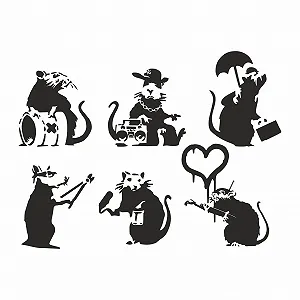 Наклейка на стіну Banksy Rat Collection 7.5–10.5 см - Фото 1