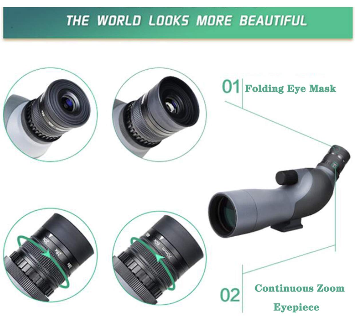 Монокуляр Spacmirrors 15-60x Super Telephoto Zoom Бак4 Призма Водостійкий, фото №4 Монокуляр Spacmirrors 15-60x Super Telephoto Zoom Бак4 Призма Водостійкий, фото №4