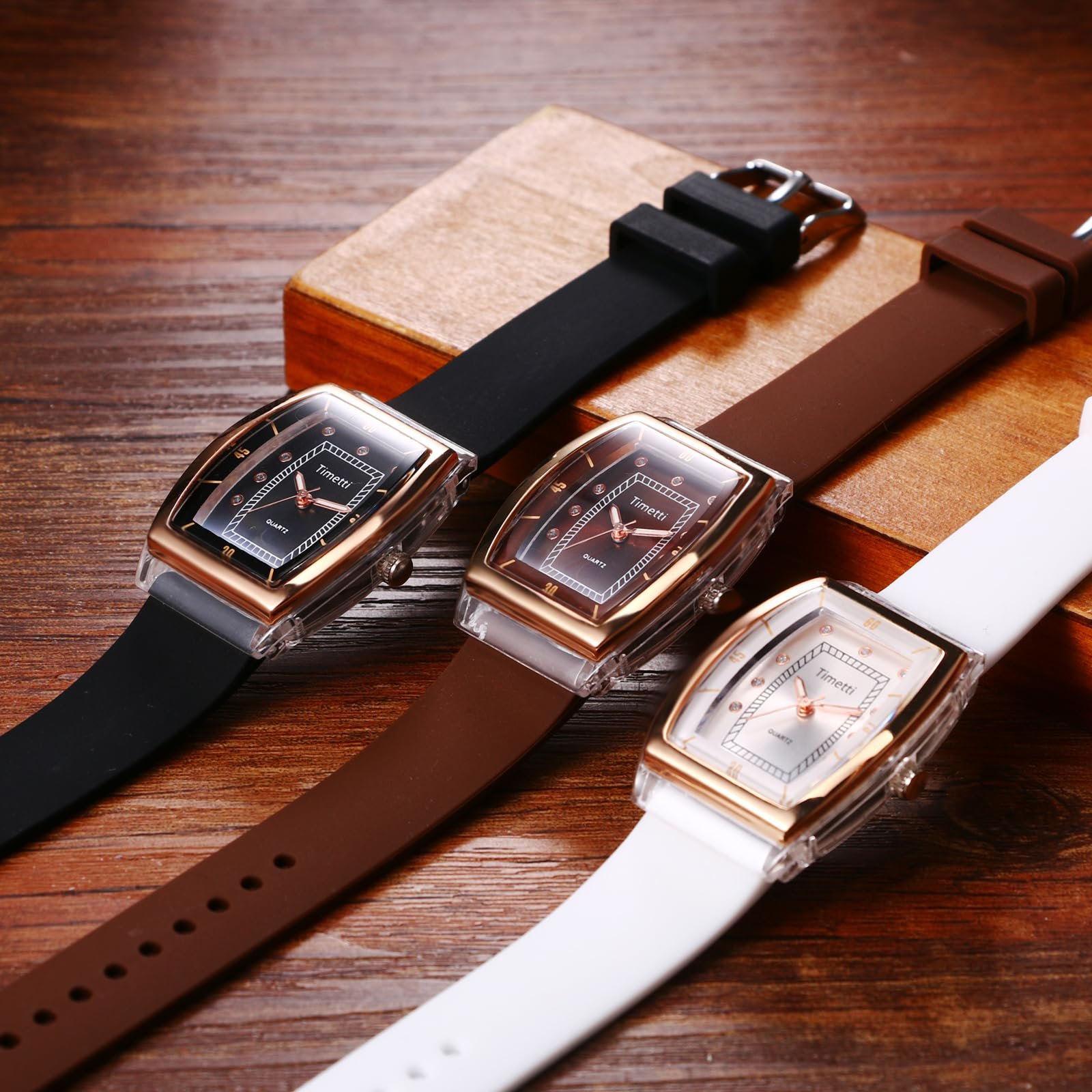 Часы Женские JewelryWe Квадратные Аналоговые Кварцевые Силиконовый Ремешок, фото №2