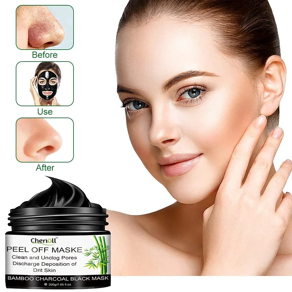 Маска для обличчя Вугільна маска від чорних цяток Bamboo для очищення пор Контроль жирності Очищення 200 г, фото №5