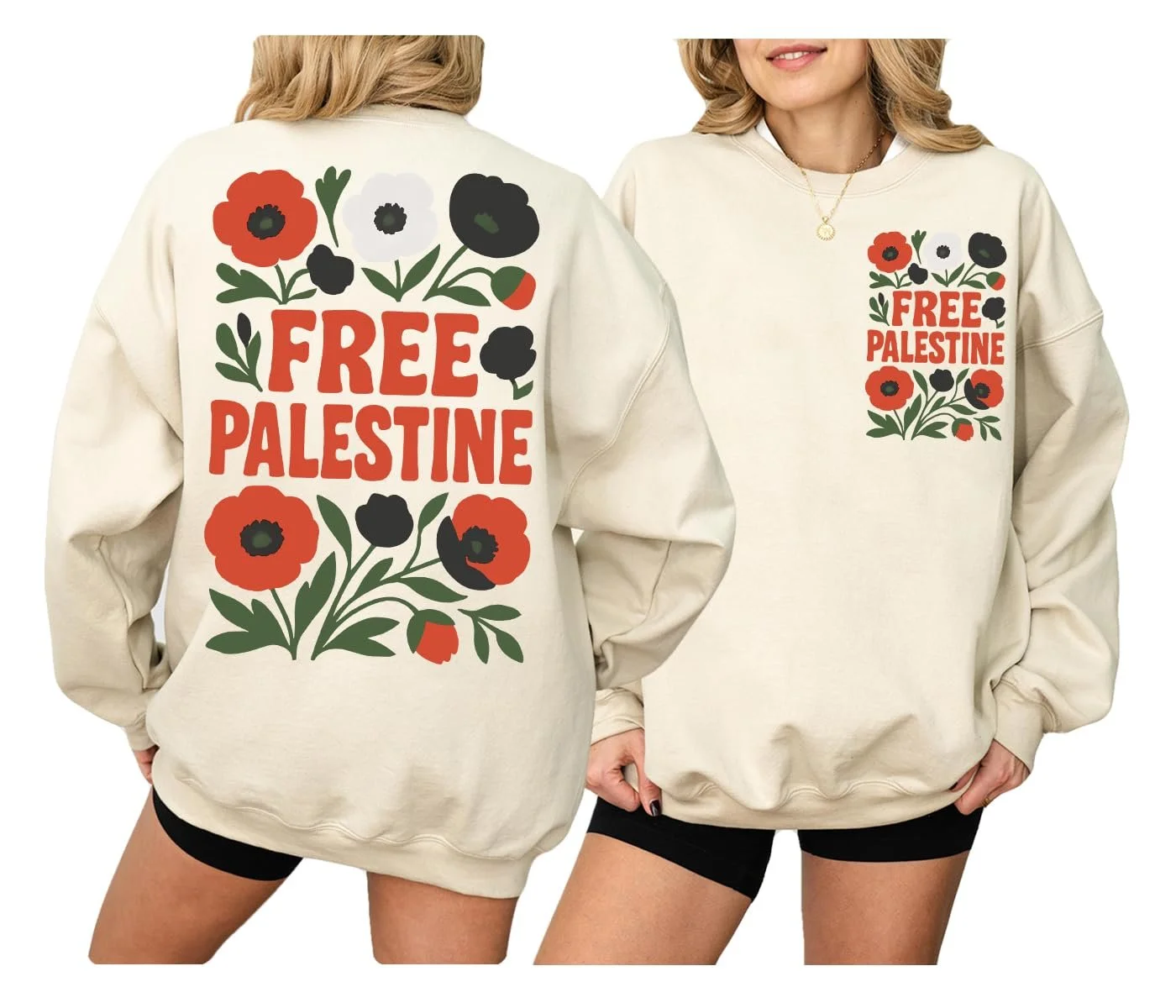 Свитшот Free Palestine Винтаж Цветочный флаг Графический Палестина Унисекс, фото №2