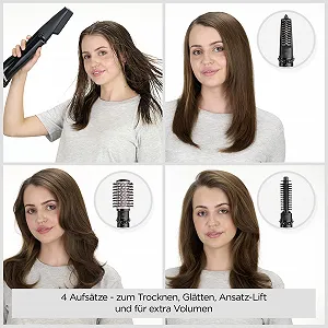 Фен-щітка BaByliss AS200E 1000 Вт з обертовою насадкою та 4 аксесуарами Black synthetic.ua - Фото 1