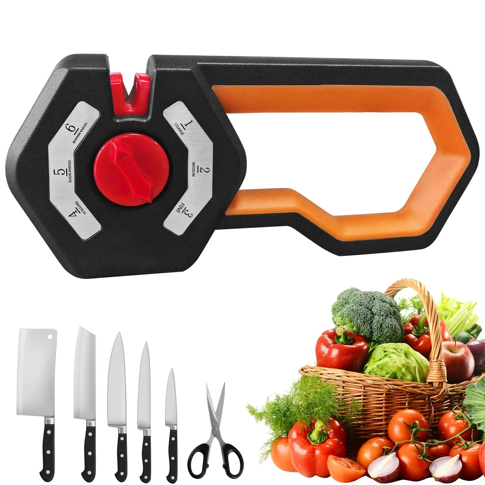 Точило для ножів та ножиць 6 рівнів Регульоване ручне, фото №1