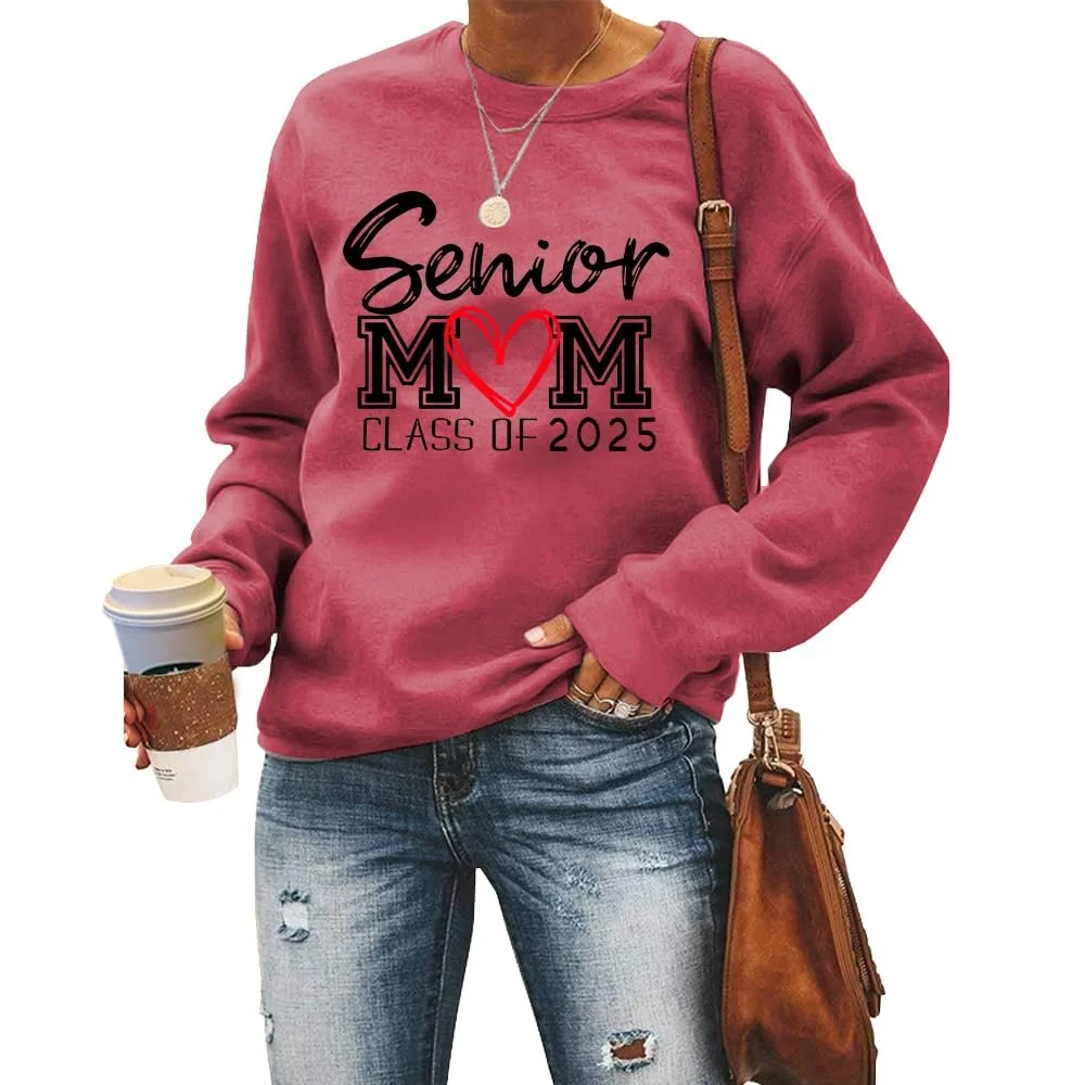 Женский Свитшот MLZHAN С принтом Senior Mom Class Of 2025 Длинный рукав, фото №1