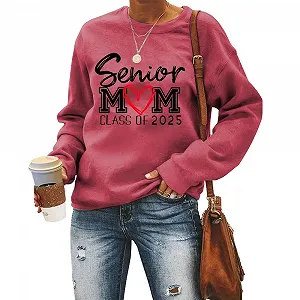Женский Свитшот MLZHAN С принтом Senior Mom Class Of 2025 Длинный рукав - Фото 1