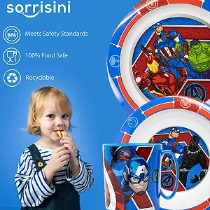 Набор детской посуды Sorrisini Hulk Тарелка Миска Чашка 350 мл synthetic.ua - Фото 1