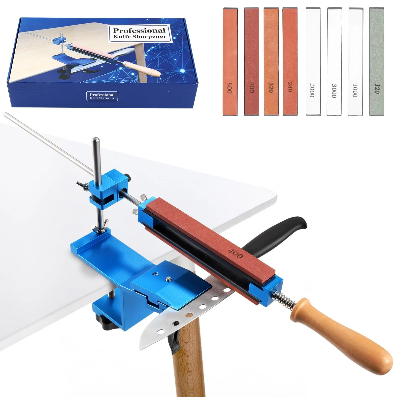 Ручна Точилка для ножів Професійна Система заточування з фіксованим кутом з 8 каменями, фото №1