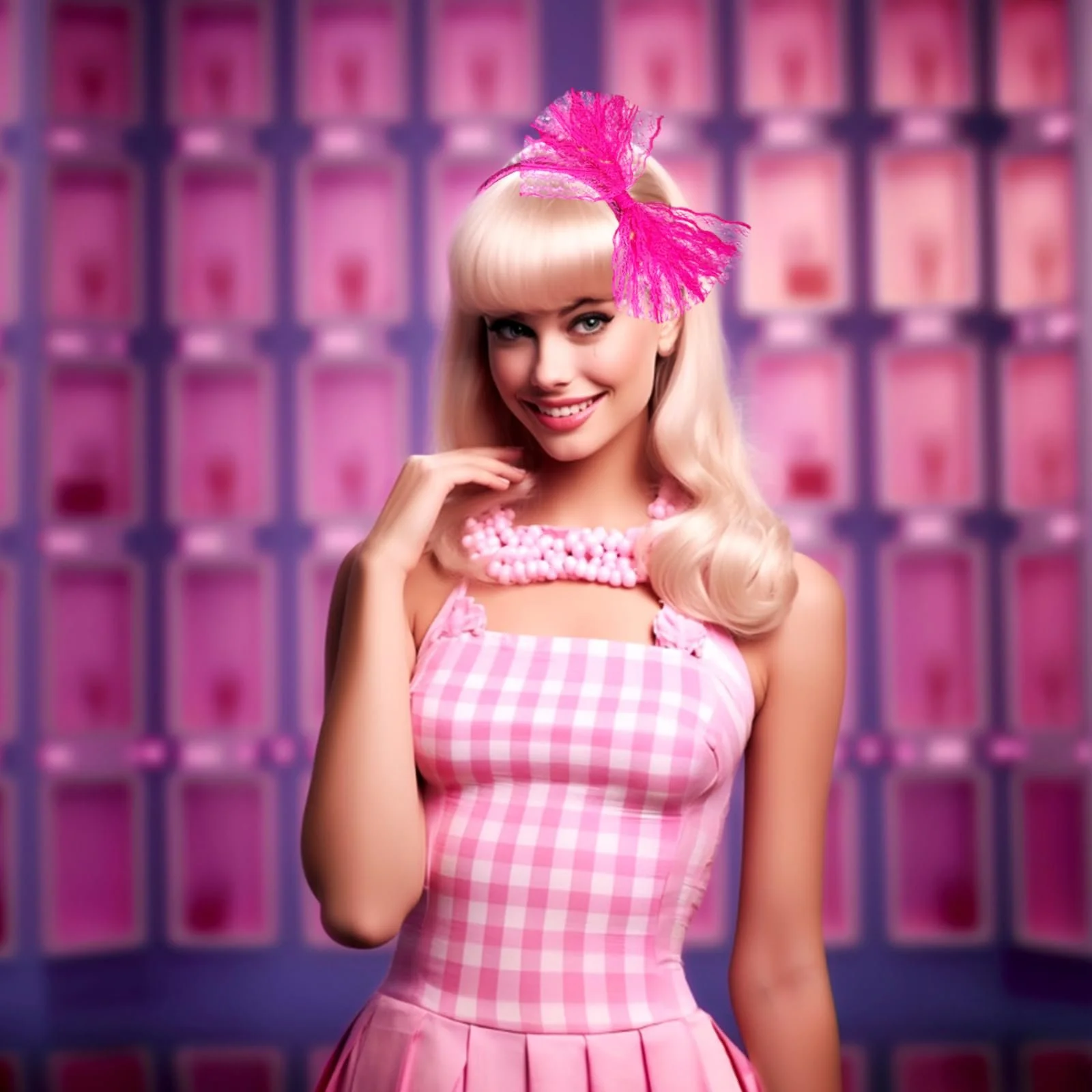 Обруч на голову Неон з бантом 1980-х Рожевий, фото №5