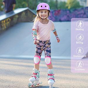 Шлем MHJY для велосипедов для детей 3-8 лет регулируемый с наколенниками, налокотниками для девочек synthetic.ua - Фото 1