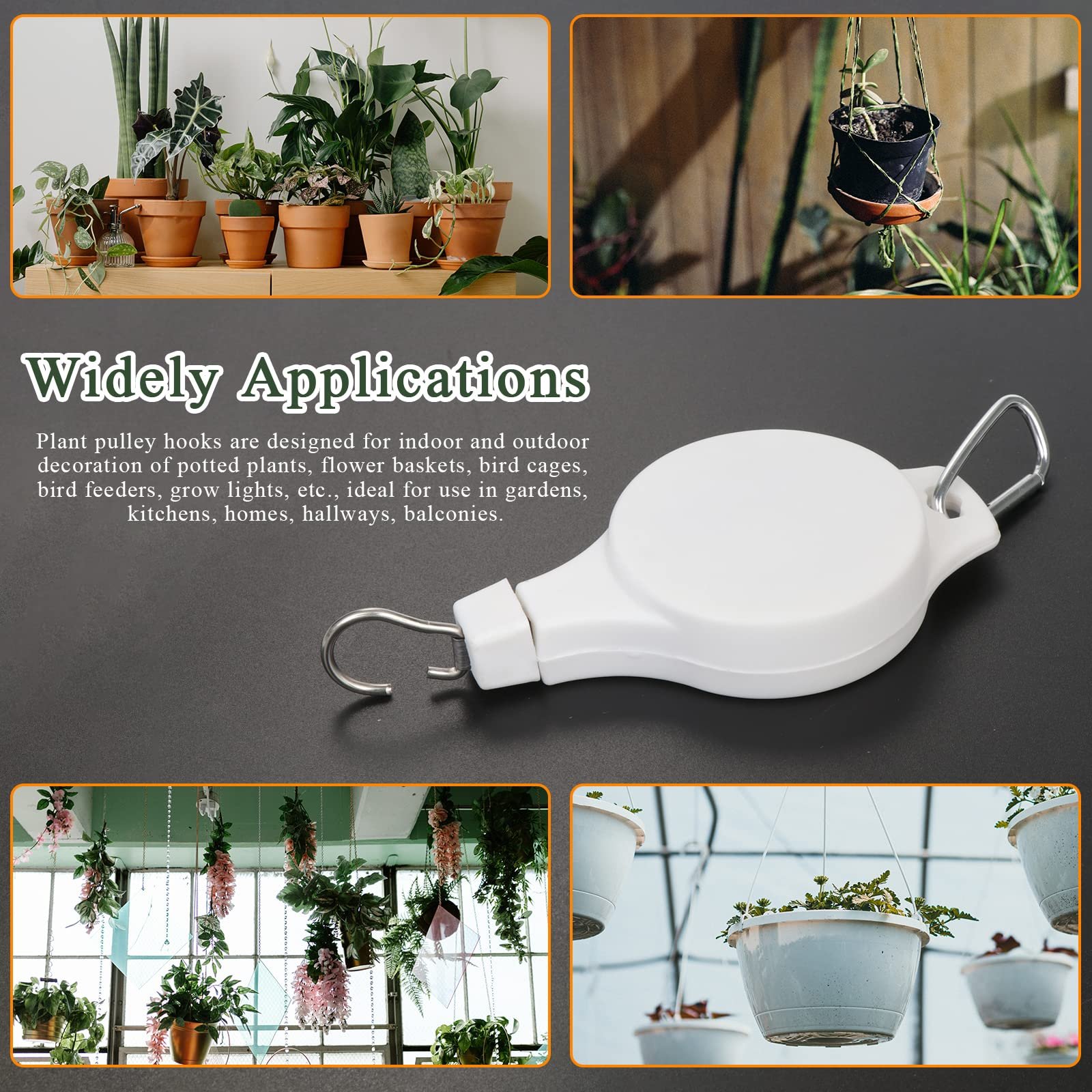 Регульовані гачки для рослин Gueenky Pack of 4 White, фото №6