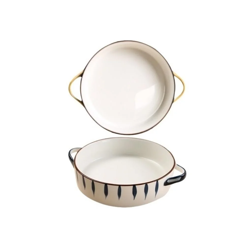 Форма для запікання Керамічна кругла з подвійними ручками 25,5 x 25,5 x 6 см, фото №1 Форма для запікання Керамічна кругла з подвійними ручками 25,5 x 25,5 x 6 см, фото №1
