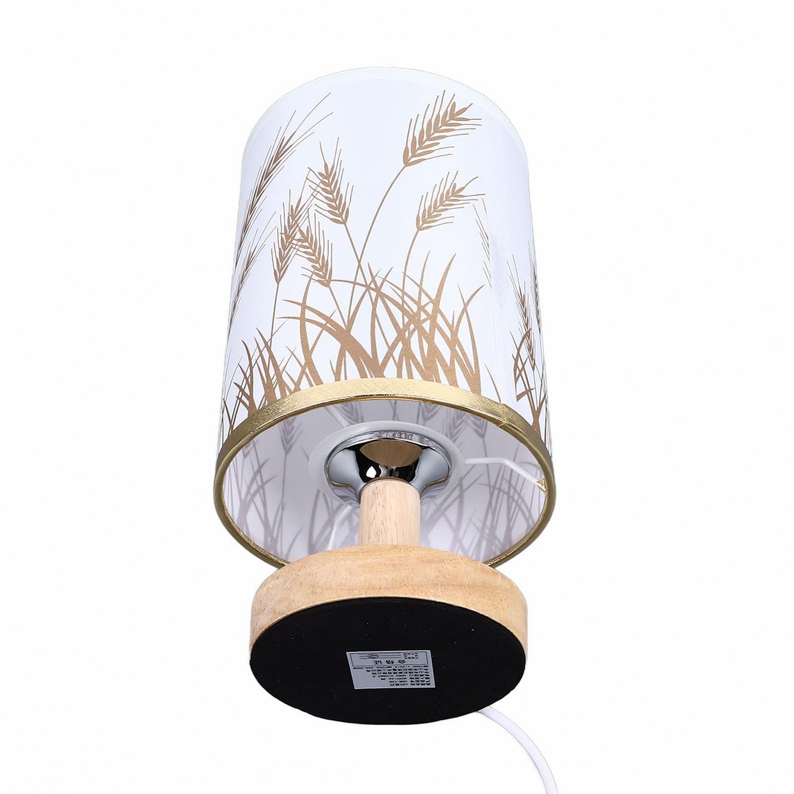 Настільна лампа ViaGasaFamido LED Димер Масив дерева USB Абажур з колосками пшениці, фото №5