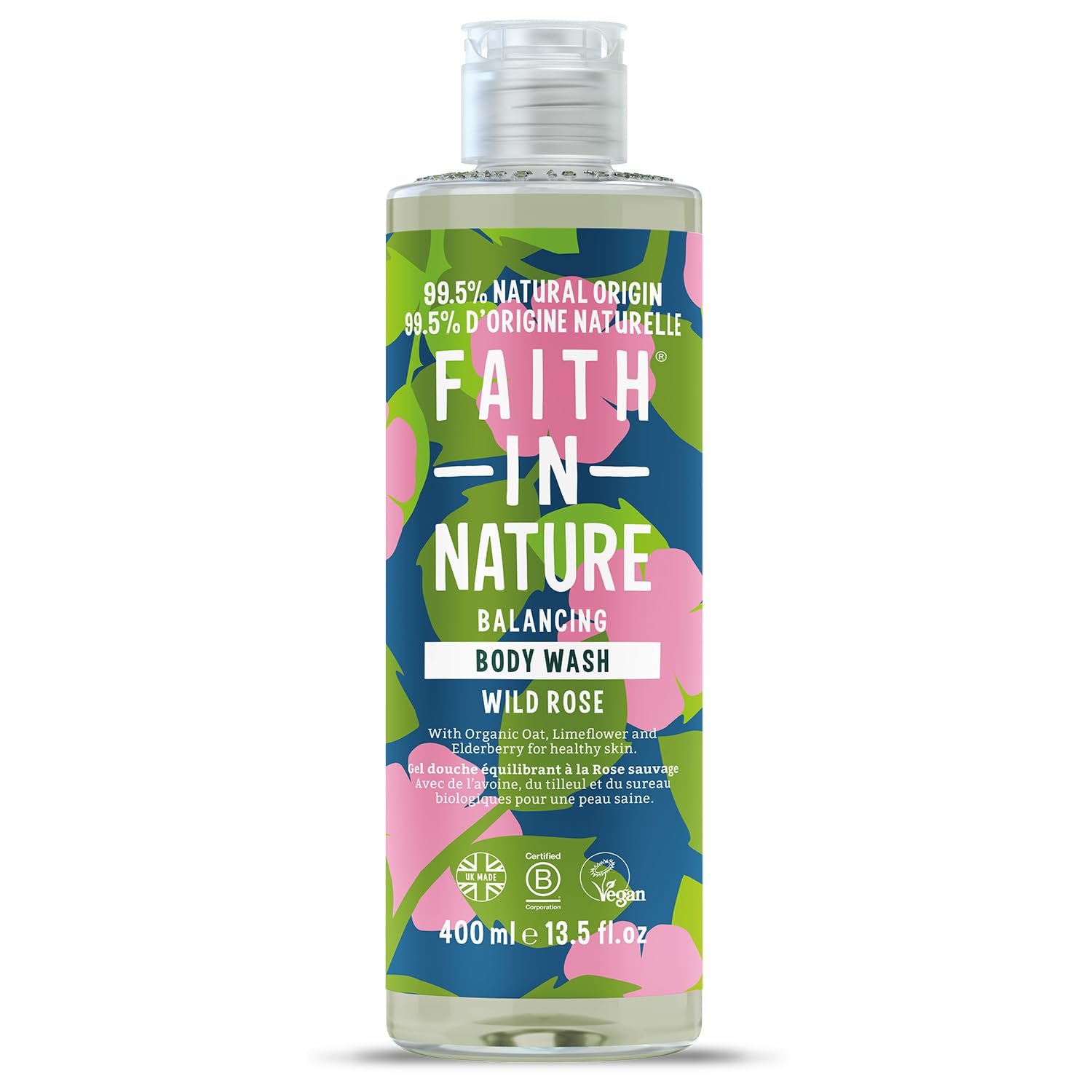 Гель для душу Faith In Nature Natural Wild Rose Балансуючий Веганський 400 мл, фото №1