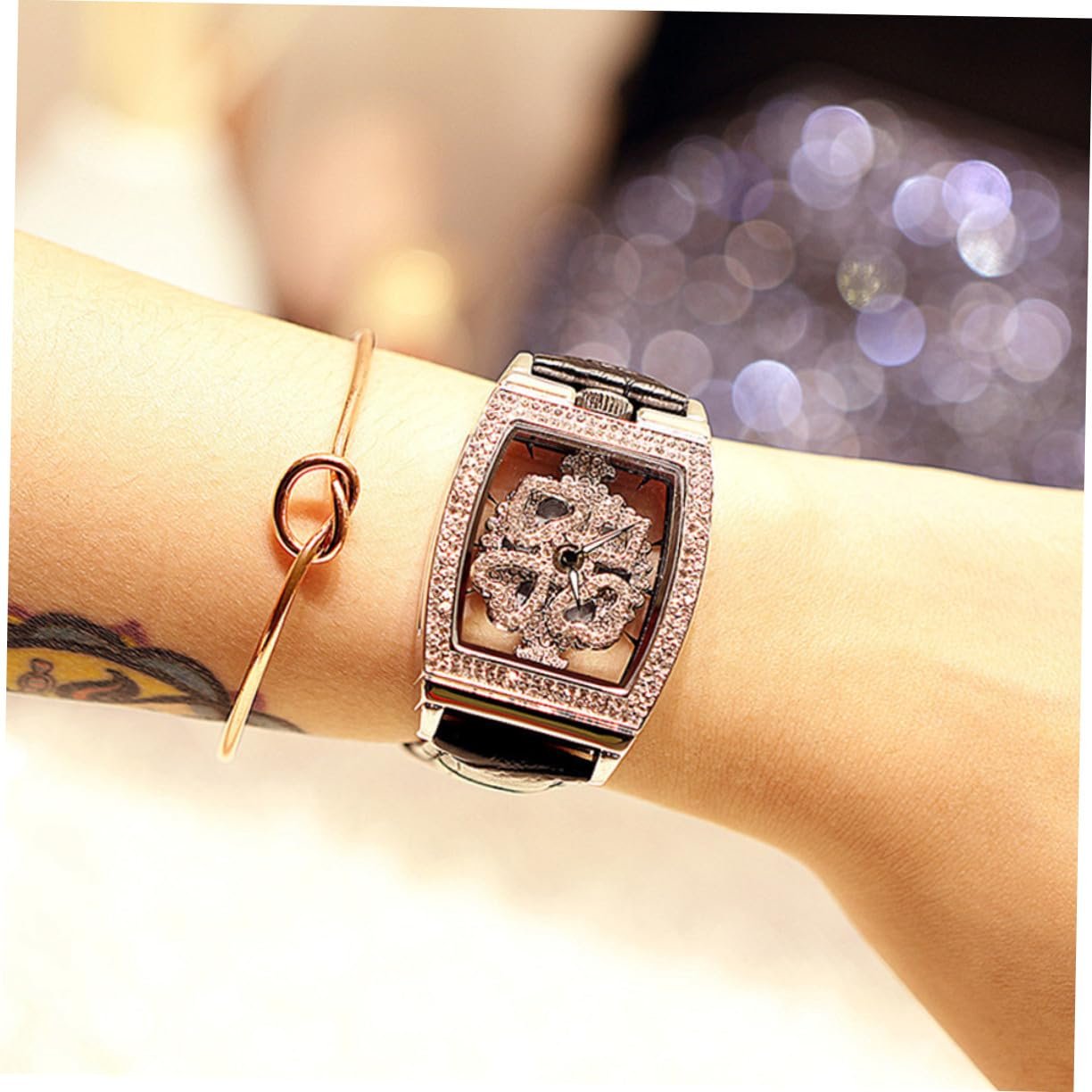 Годинник жіночий PartyKindom з браслетом зі справжньої шкіри, водонепроникний, фото №4