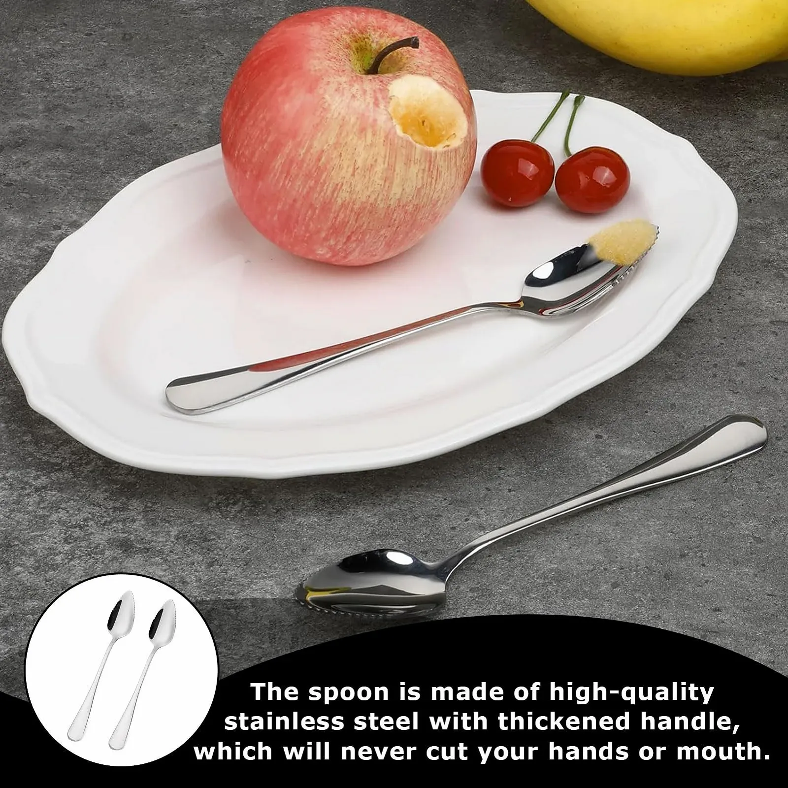 Ложка для грейпфрута з зубчиками Steel друк 2 шт, фото №4