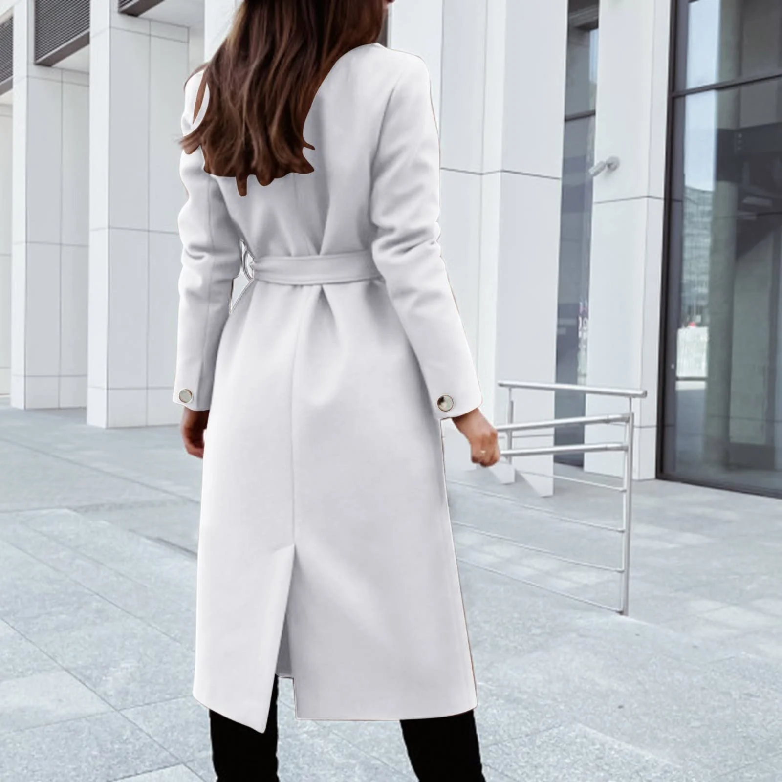 Женское зимнее пальто Chnnamzu, короткое, шерстяное, двубортное, с V-образным вырезом, средней длины, с поясом, фото №3 Женское зимнее пальто Chnnamzu, короткое, шерстяное, двубортное, с V-образным вырезом, средней длины, с поясом, фото №3