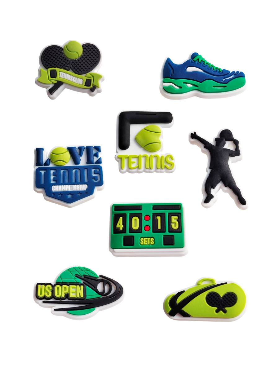 Джибитсы спорт теннис ракетка sport tennis Jibbitz 8 шт аксессуары крокс украшение Dz_151_3, фото №1