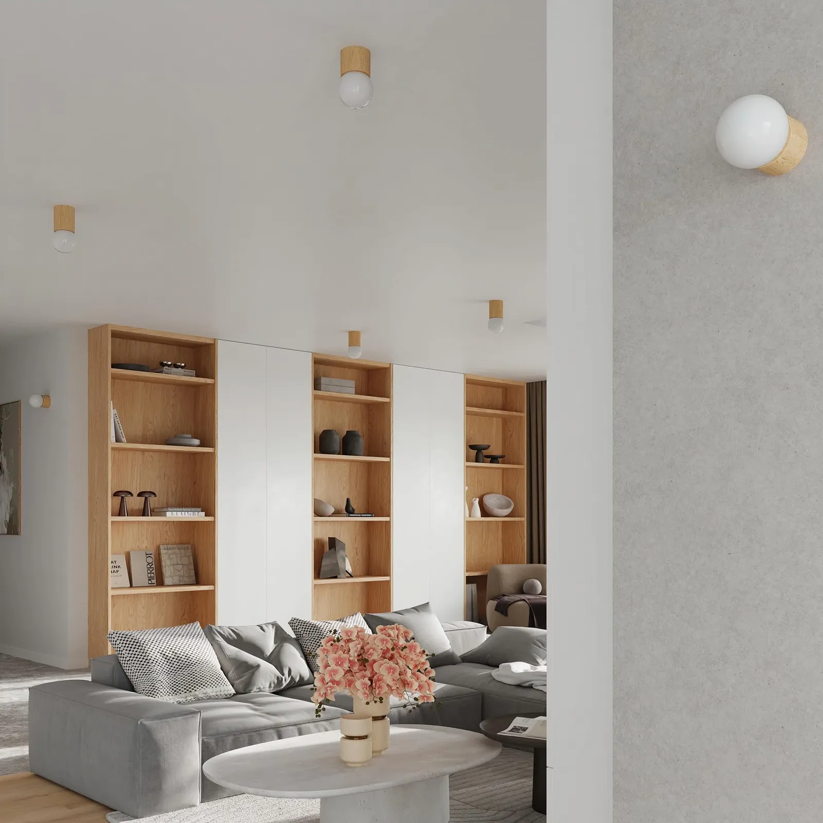 Настільна лампа SOLLUX lighting BOOMO LED G9 12 x 12 x 21 см Натуральне дерево, фото №6