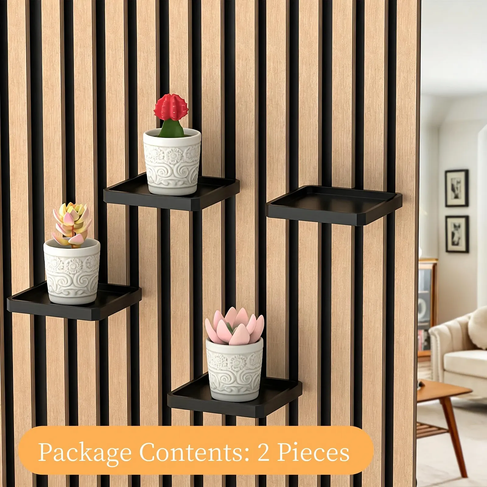 Тримачі для рослин на акустичні панелі Pack of 2 Квадратні Чорні, фото №3