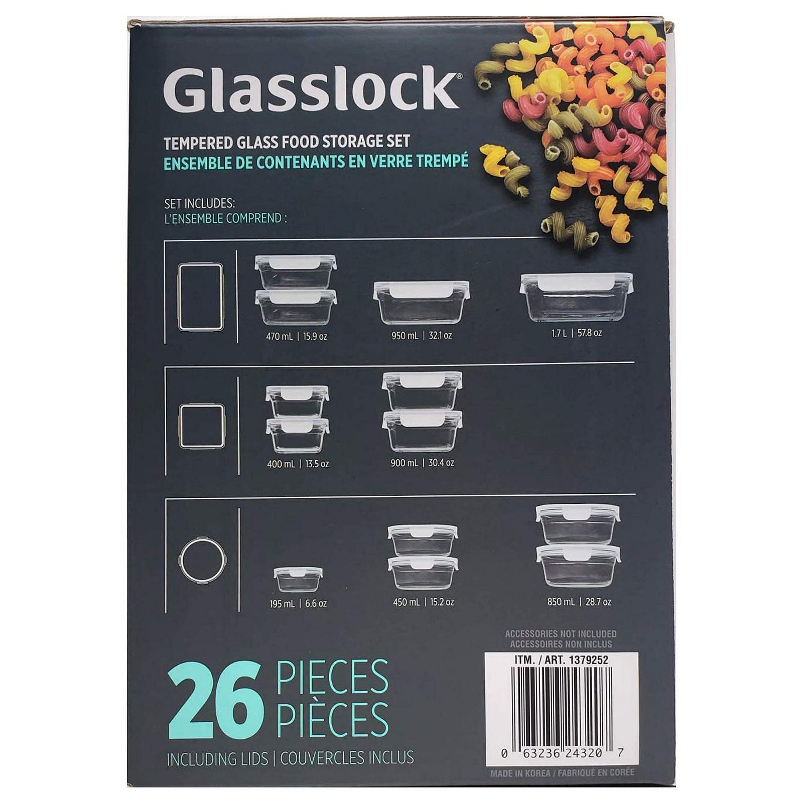 Набір скляних контейнерів Glasslock з 26 предметів для духовки та мікрохвильової печі Прозорий, фото №3