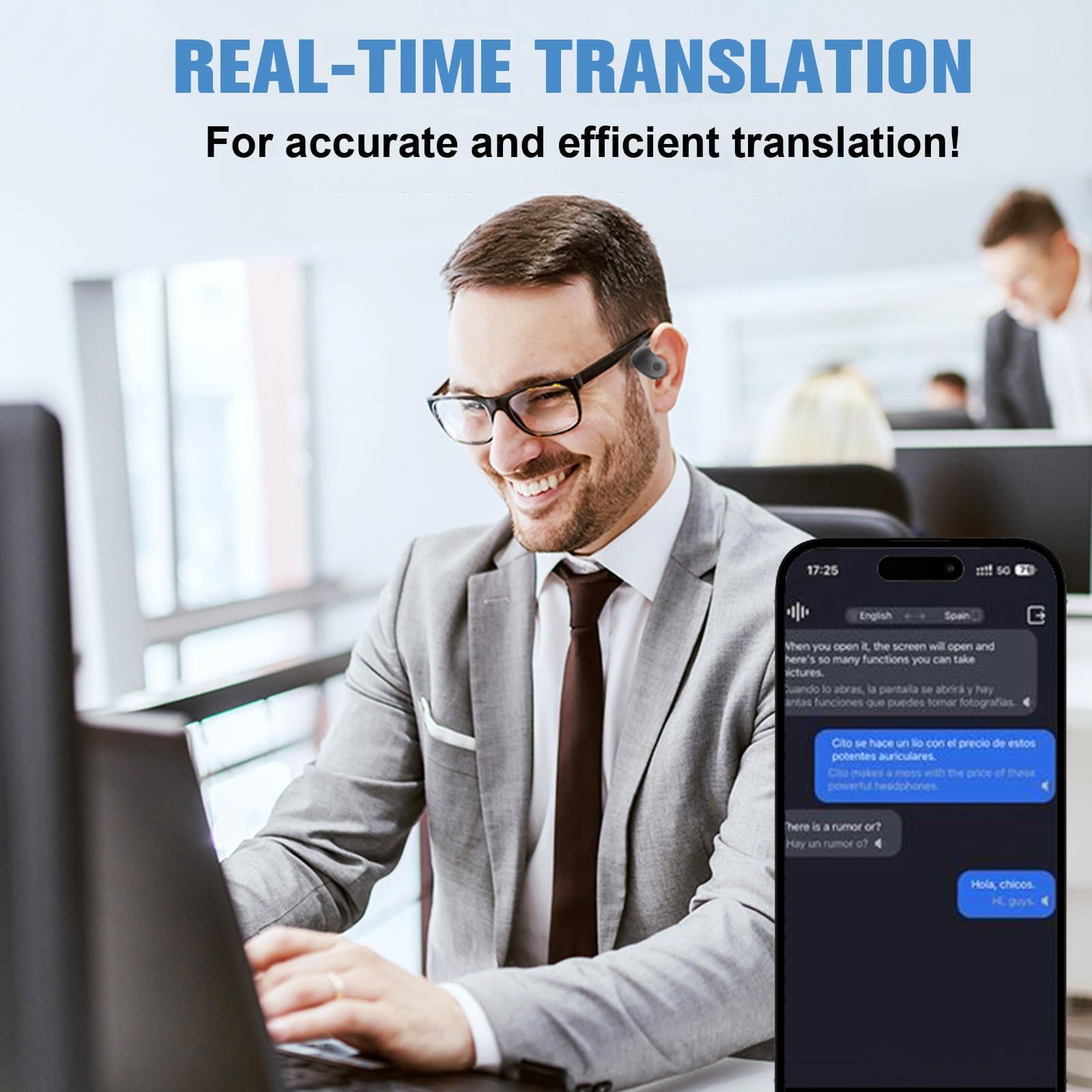 Беспроводные Bluetooth наушники с открытым ухом Intelligent AI Voice Earbuds с ушными крючками, для работы, спорта и учебы, накладные наушники, фото №3