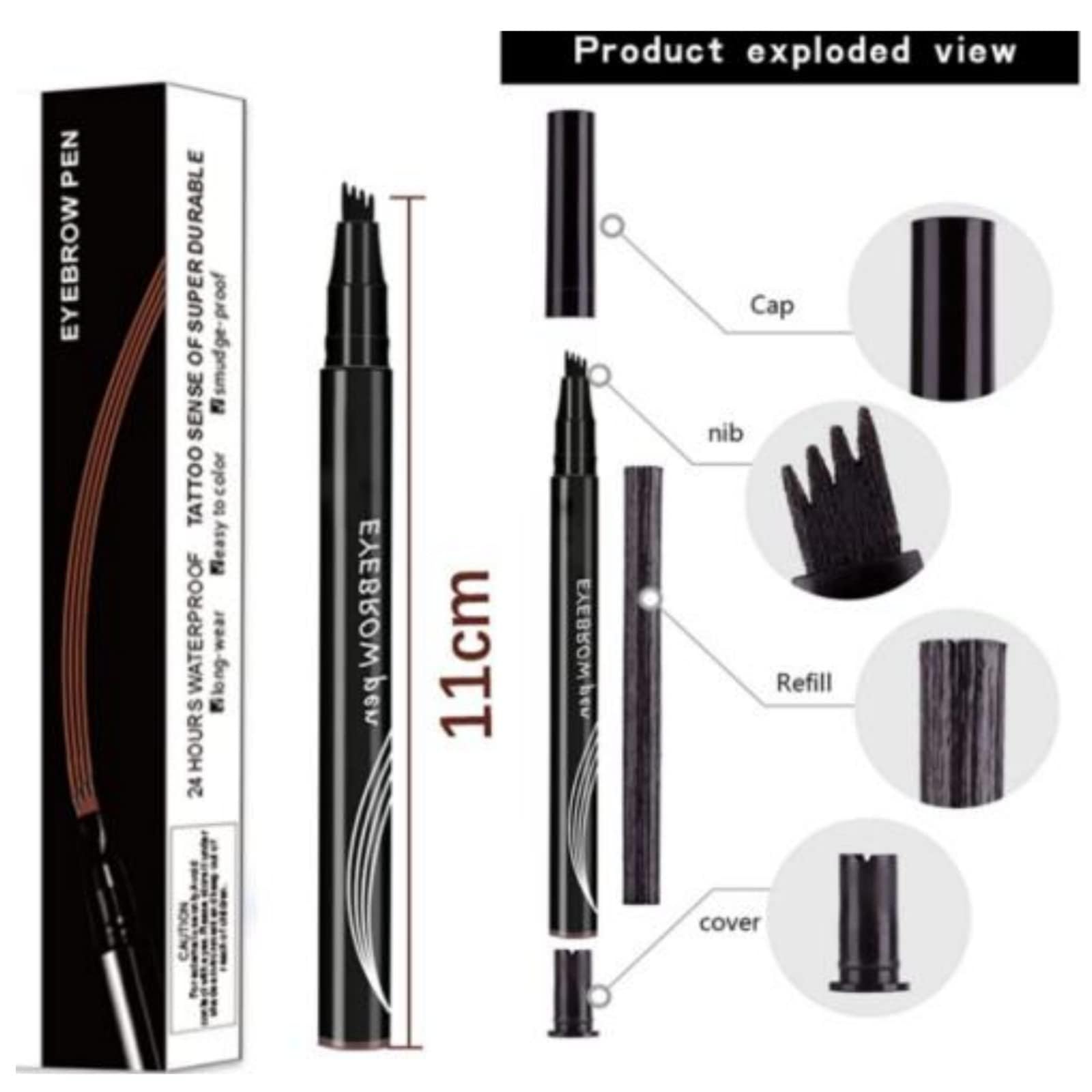 Олівець для брів Roteral 4 Tip Microblade Eyebrow Pen Водостійкий Кавовий, фото №6