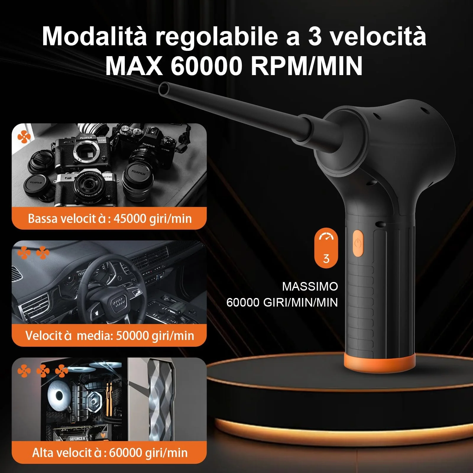 Электрический воздуходувка 3 скорости Черный, фото №2 Электрический воздуходувка 3 скорости Черный, фото №2