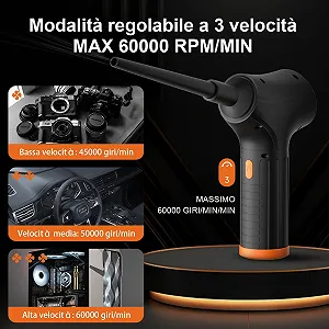 Электрический воздуходувка 3 скорости Черный synthetic.ua - Фото 1