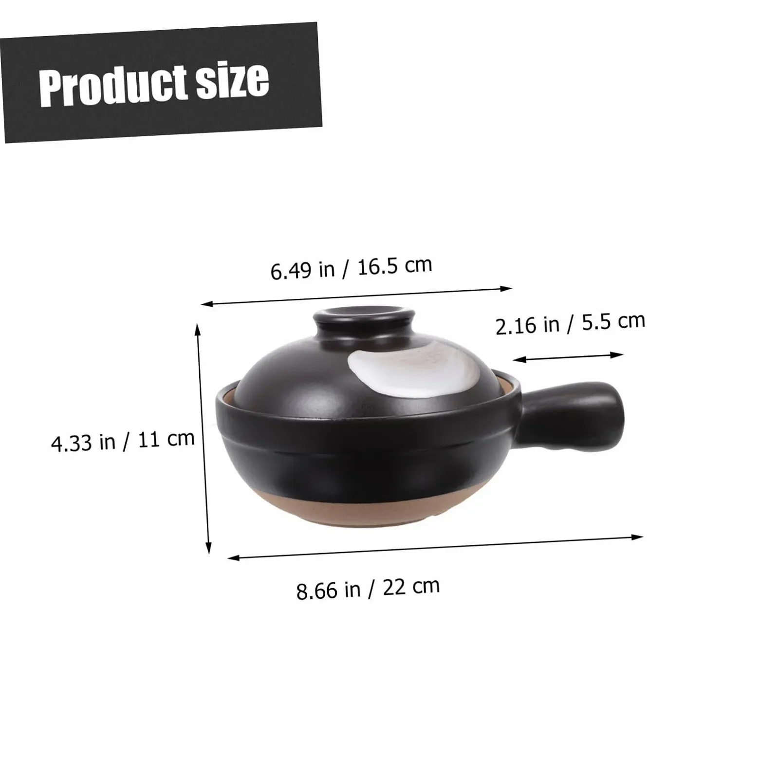 Кастрюля для супа Toyvian с ручкой, керамическая с крышкой, для 1 человека, фото №7